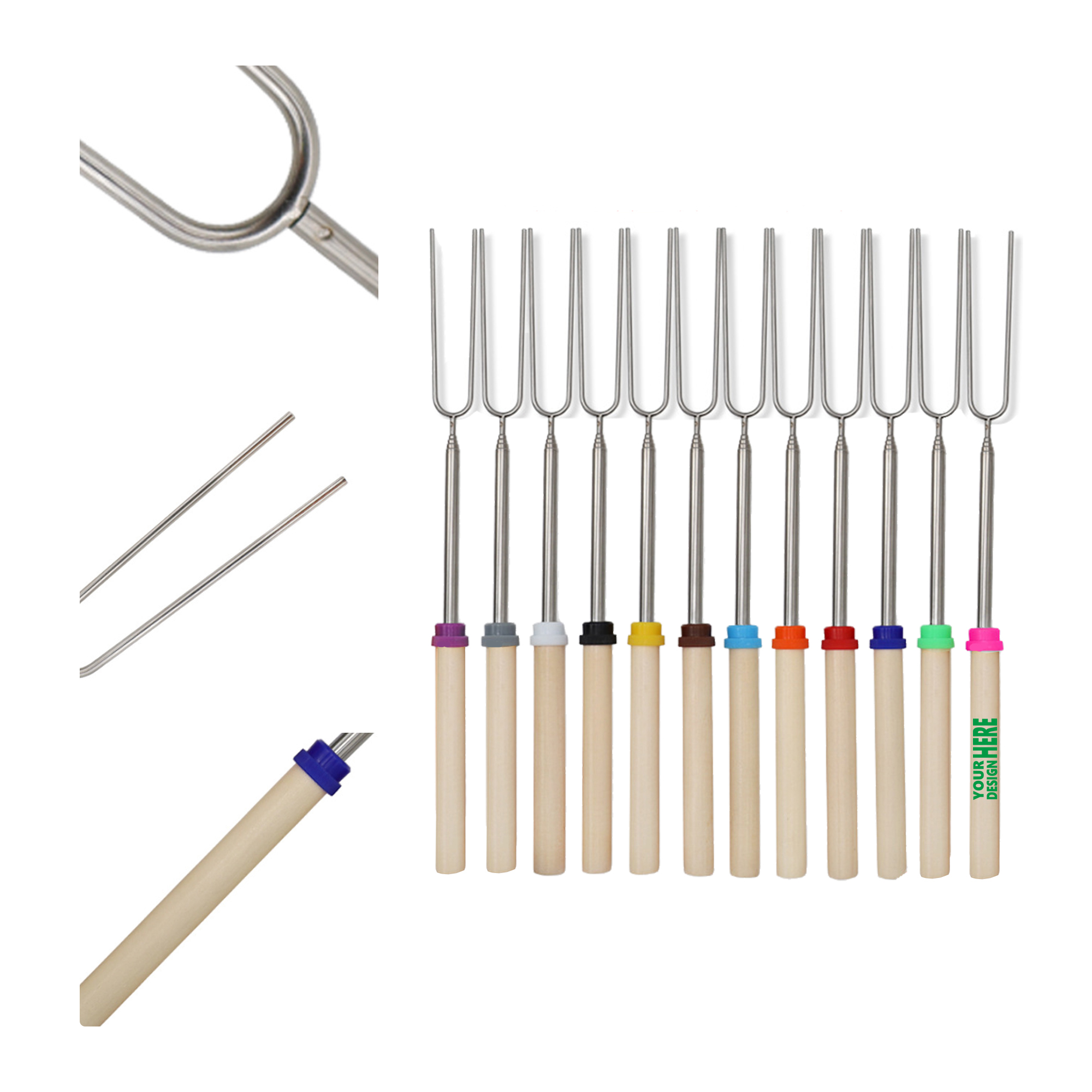 MOQ 50 Stainless Steel Telescopic BBQ Skewers 1