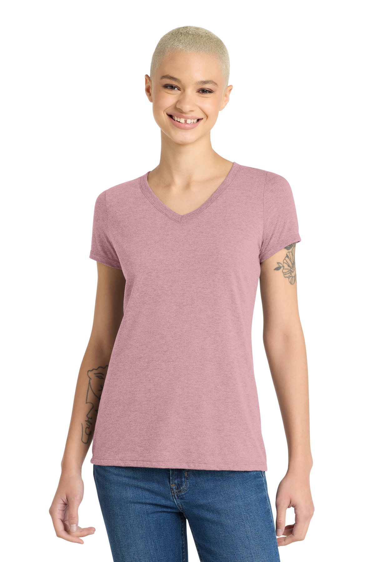 District Women's Perfect Tri V-Neck Tee. DM1350L 5