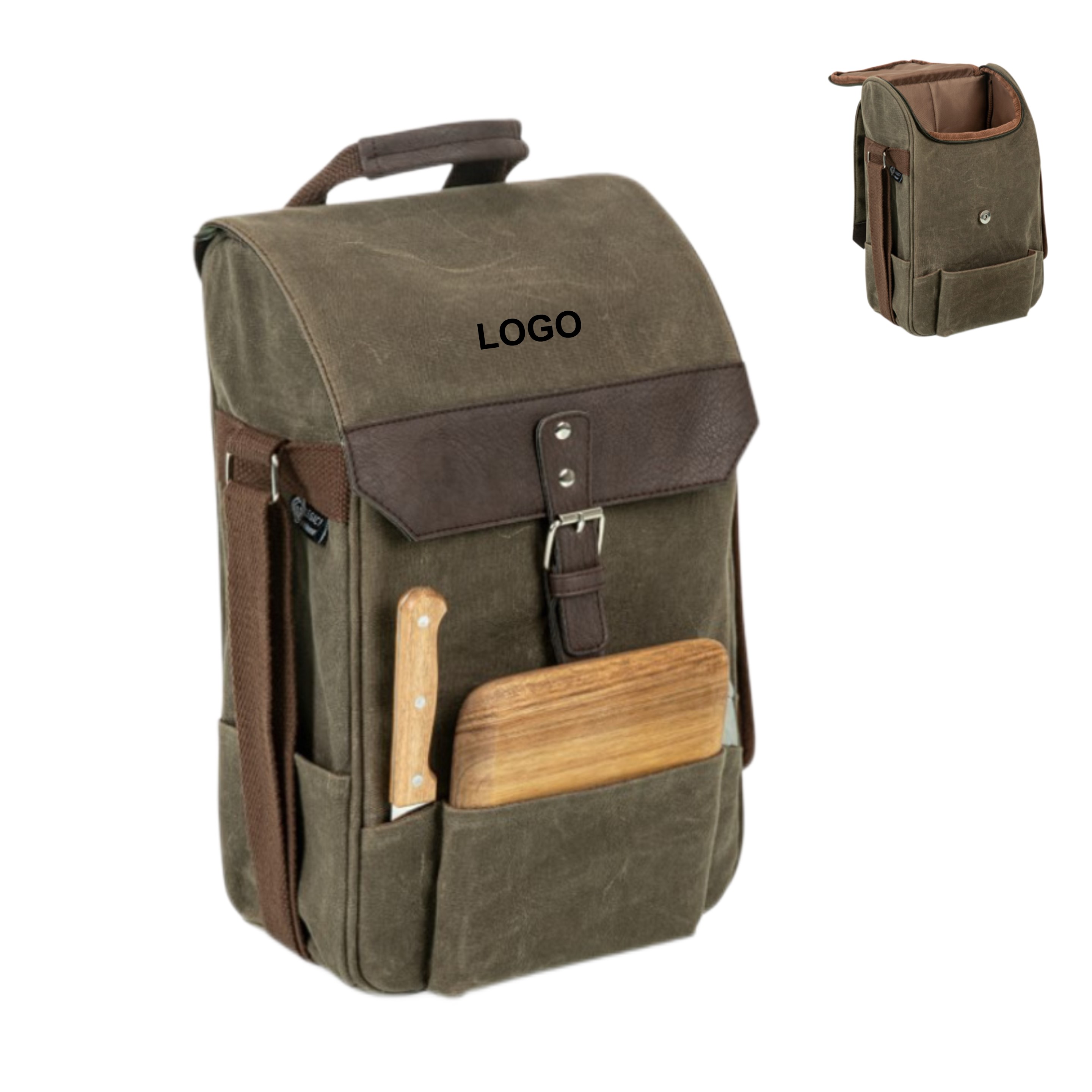 Canvas Picnic Wine Backpack (direct import) 2
