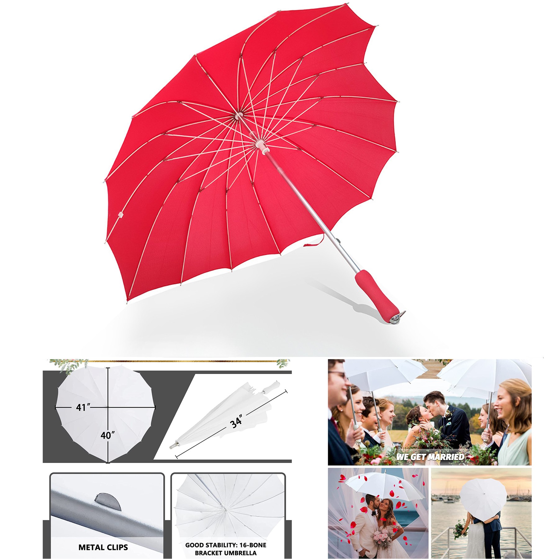 Heart Shaped Wedding Parasol Umbrella for Bride 2