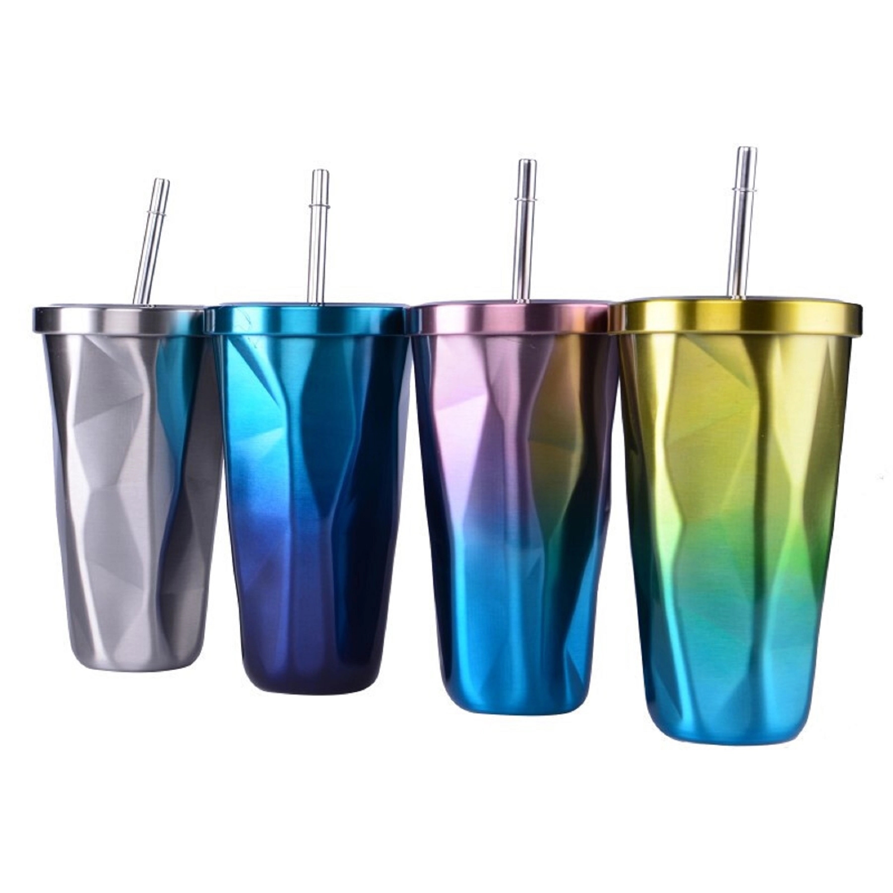 17 oz Irregular Stainless Steel Straw Mug 2