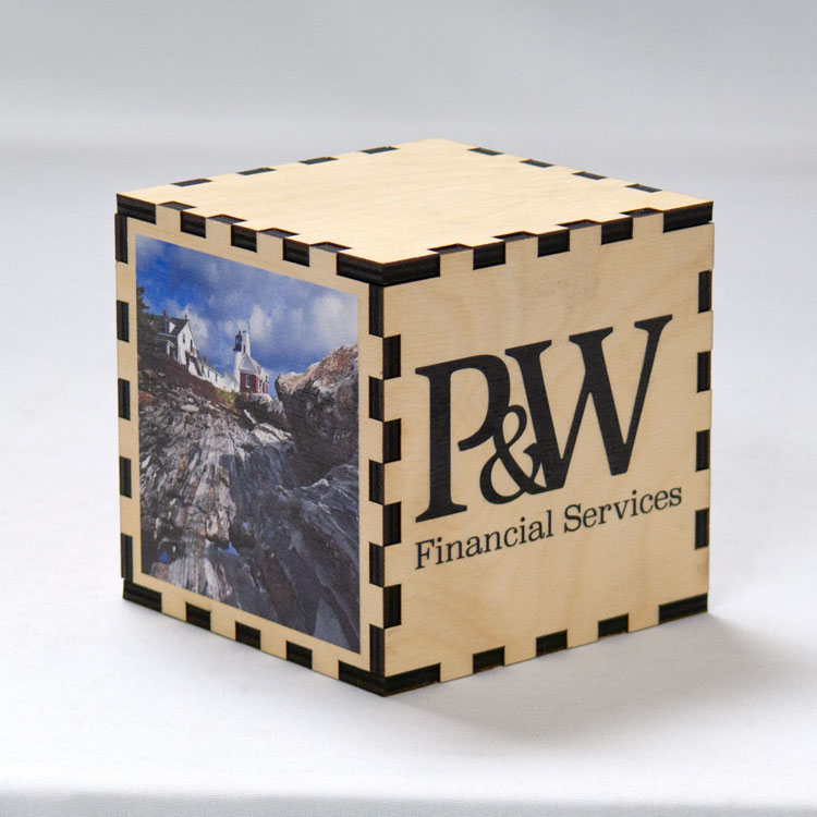 Wood Tabletop Photo Cube