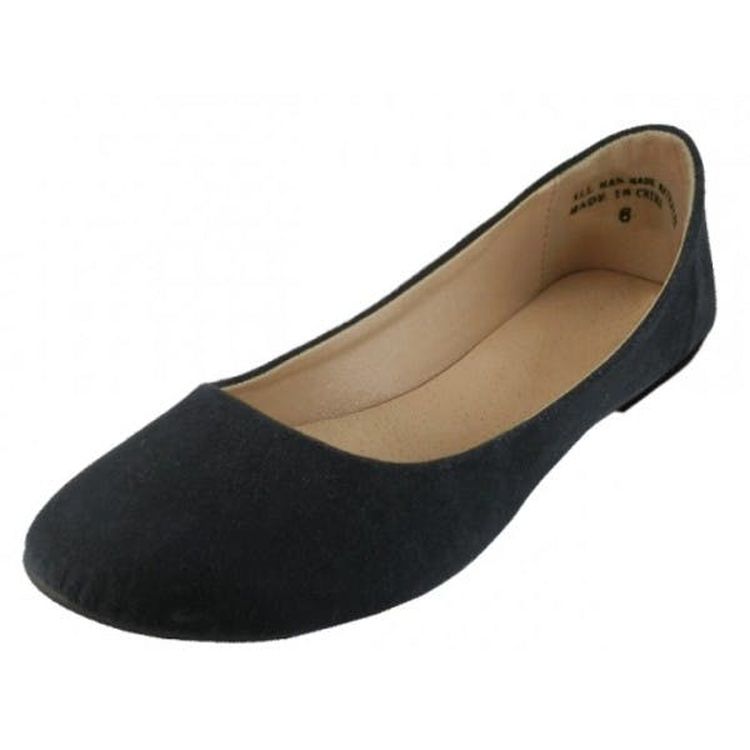 Women's Ballerina Flats- Sizes 6-11 Micro Suede Black 2