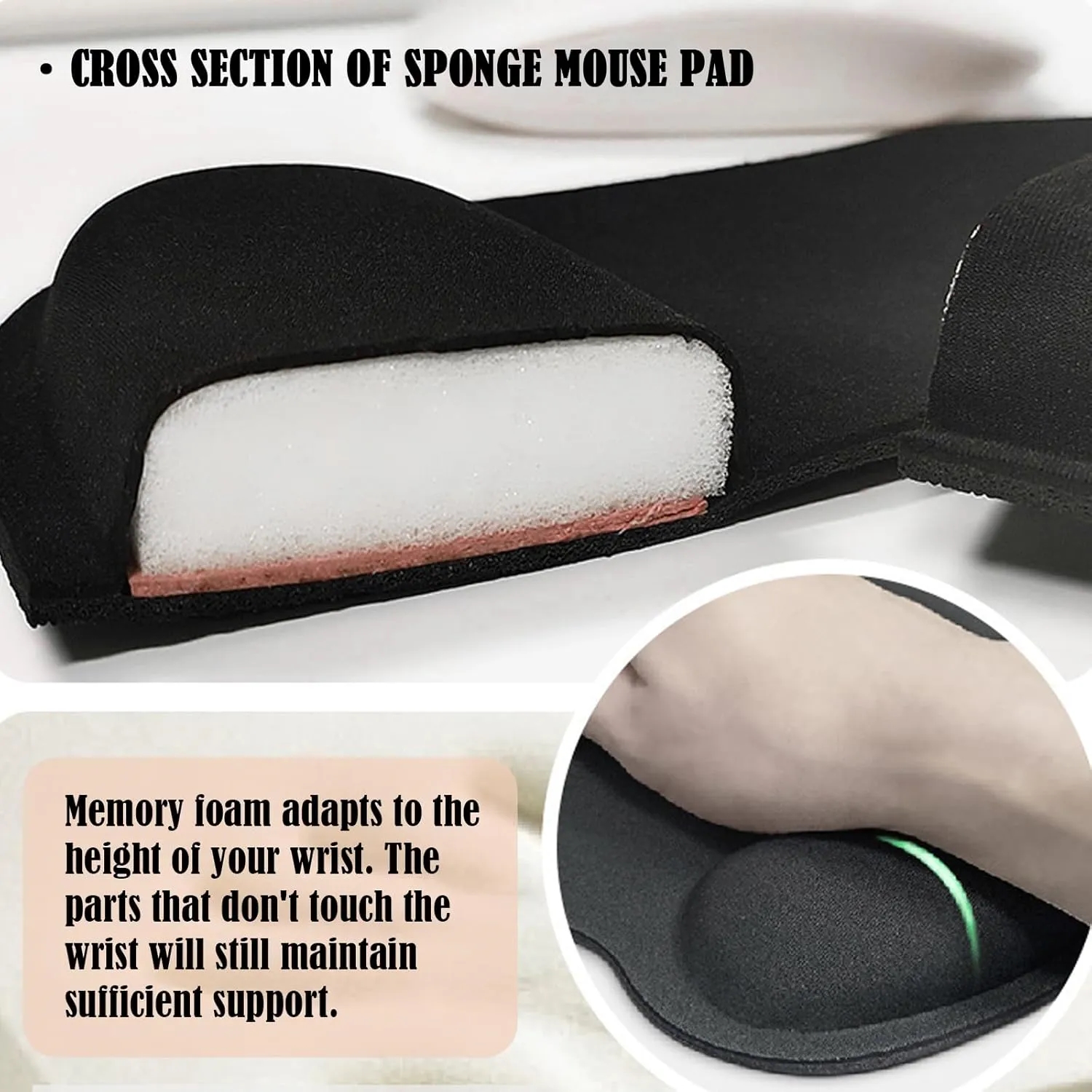 Mouse Pad with Memory Foam Wrist Support 4