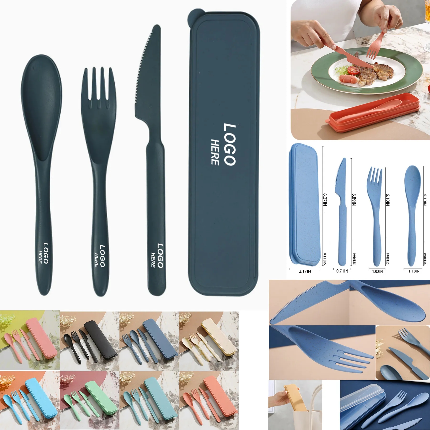 Eco-Friendly 3-in-1 Wheat Straw Utensil Set 17