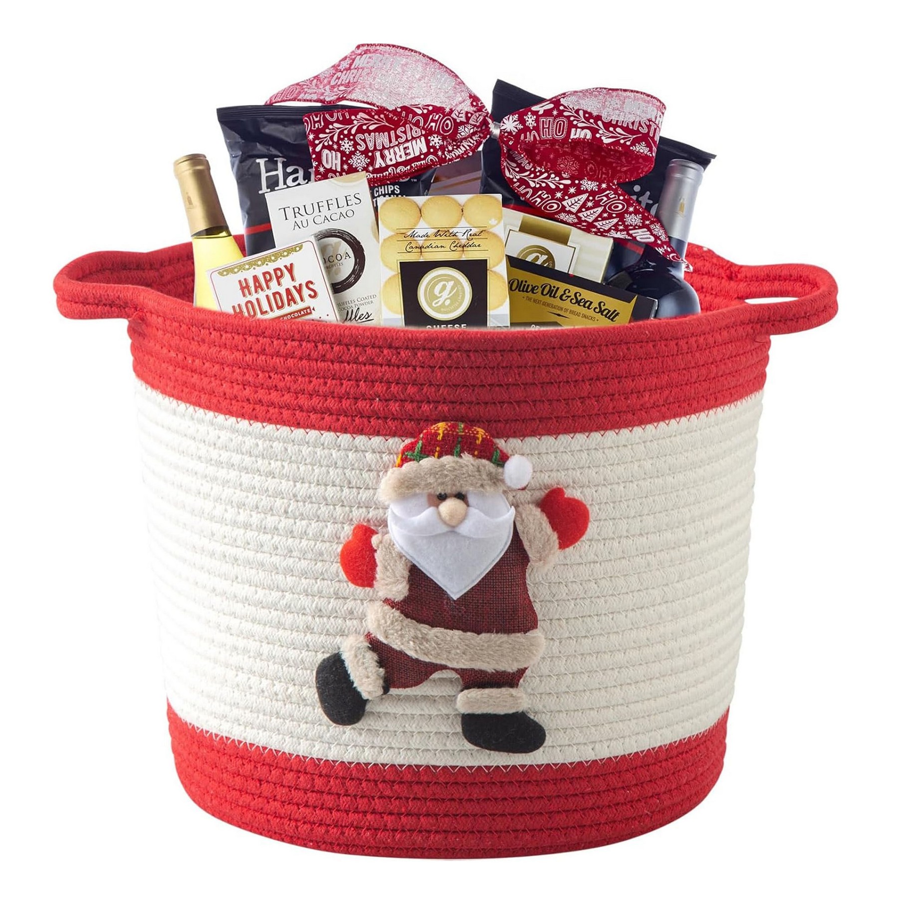 Christmas Basket With Santa Claus Doll, custom tote bag with logo imprint 4