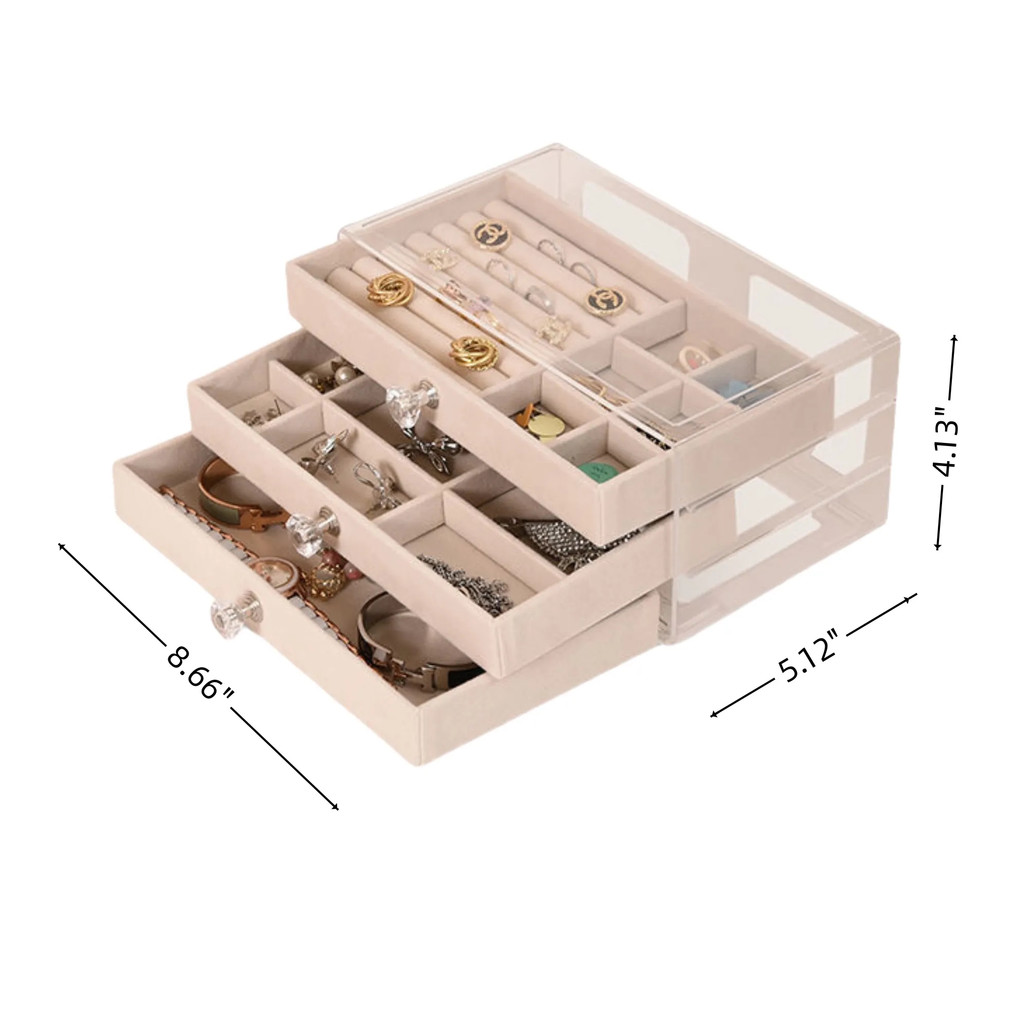 Multipurpose Drawer Jewelry Display Storage Box 3 Layer 4