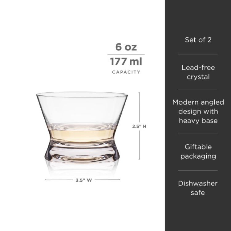 Viski® Raye Crystal Tequila Tasting Glass, set of 2 2