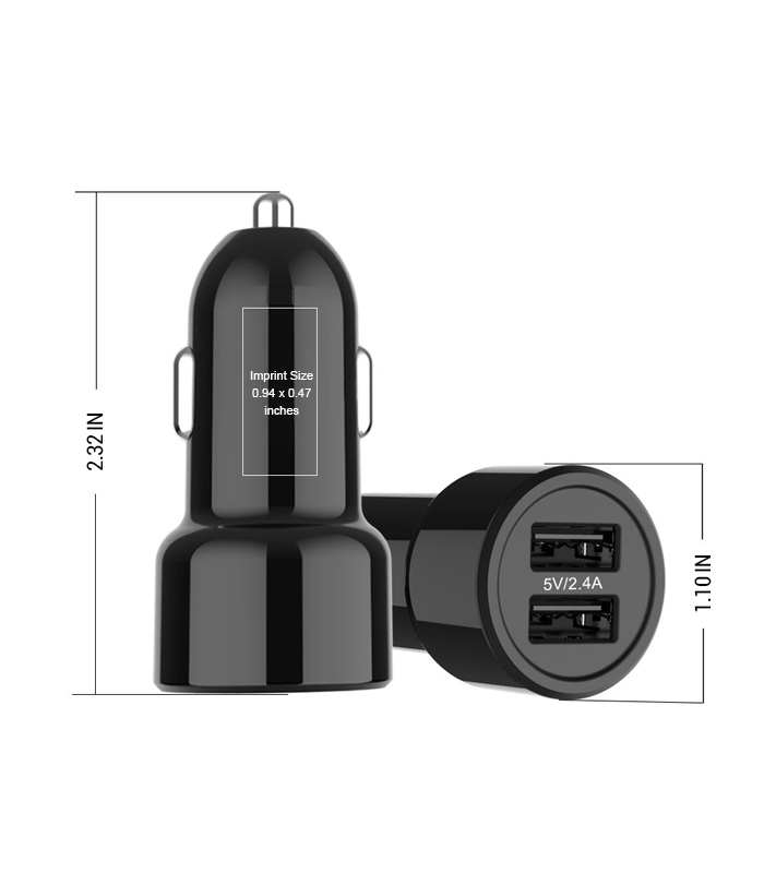 Dual Port USB Car Charger, 12W 1