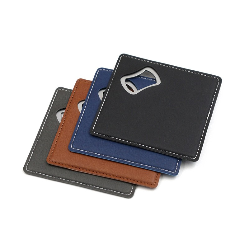 Square Leatherette Coaster With Bottle Opener 5