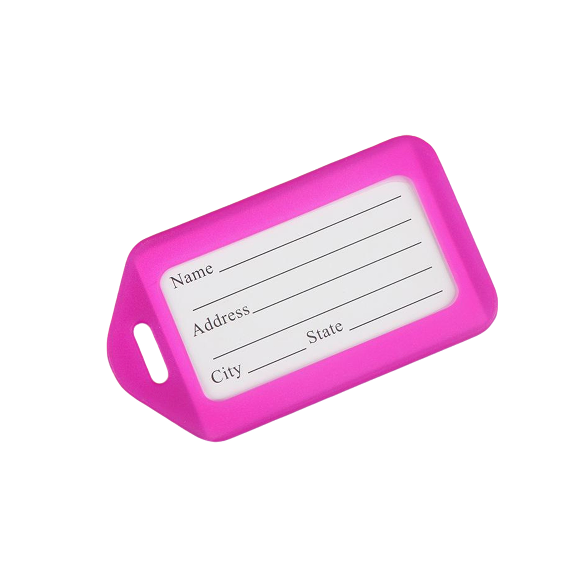 Rigid Plastic Luggage Tag With Steel Cable 3.4 x 2 8