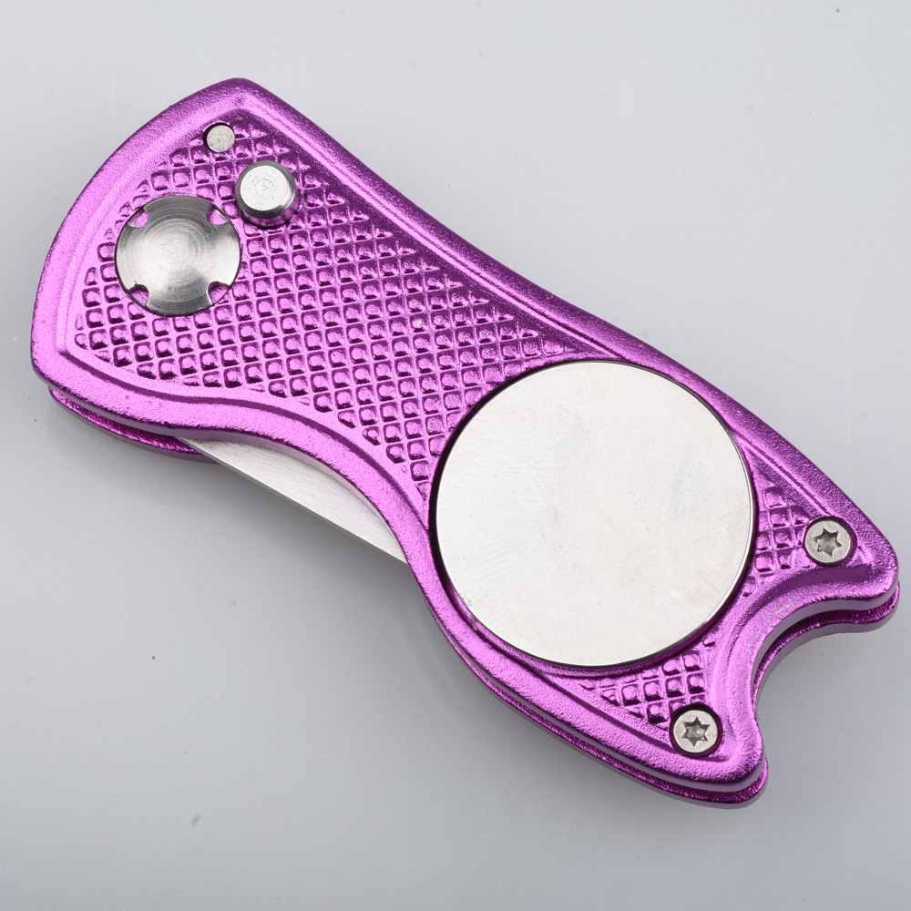 Aluminum Alloy Foldable Golf Divot Tool W/ Metal Prongs And Magnetic Ball Marker 9