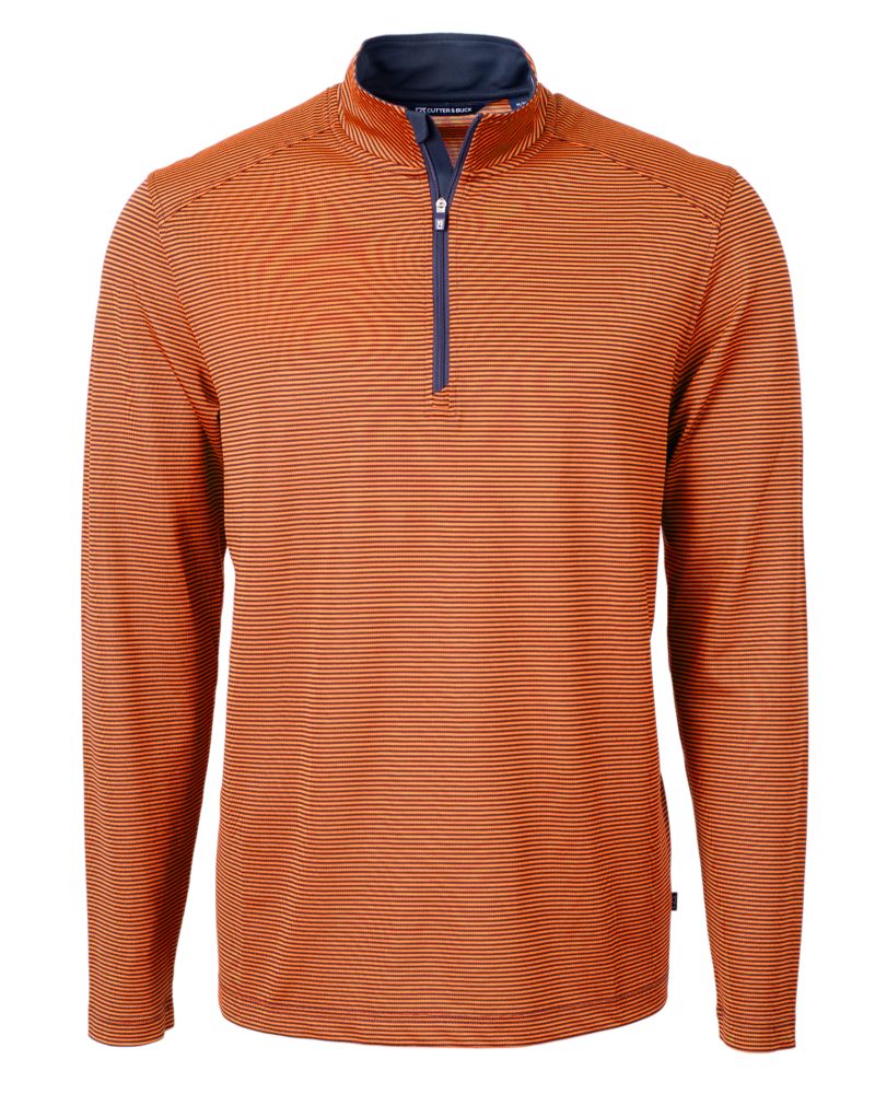 Cutter & Buck Virtue Recycled Micro Stripe Featherlight Pique Mens Quarter Zip Pullover 12