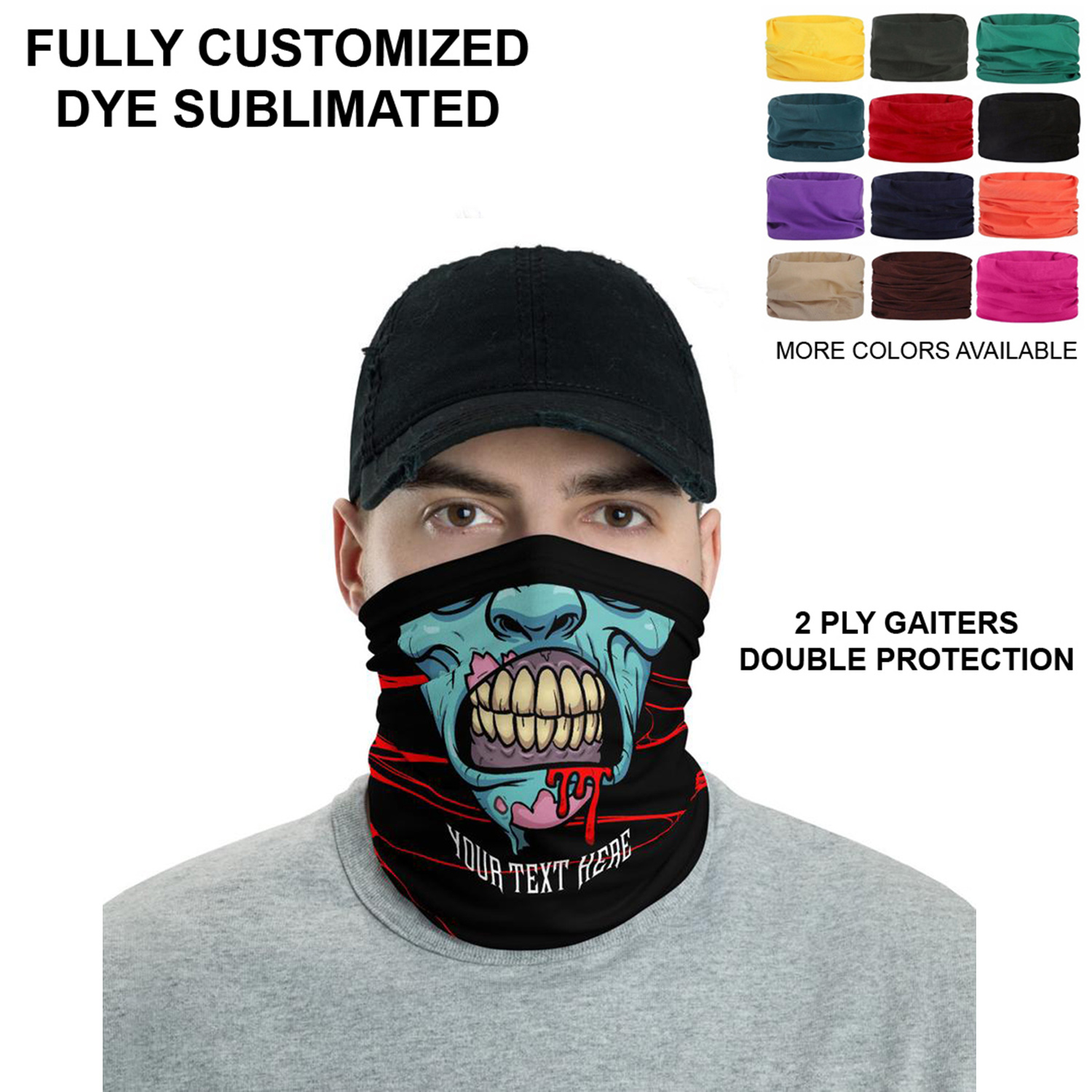 2 Ply Full Color Neck Gaiter Tube Face Mask 1