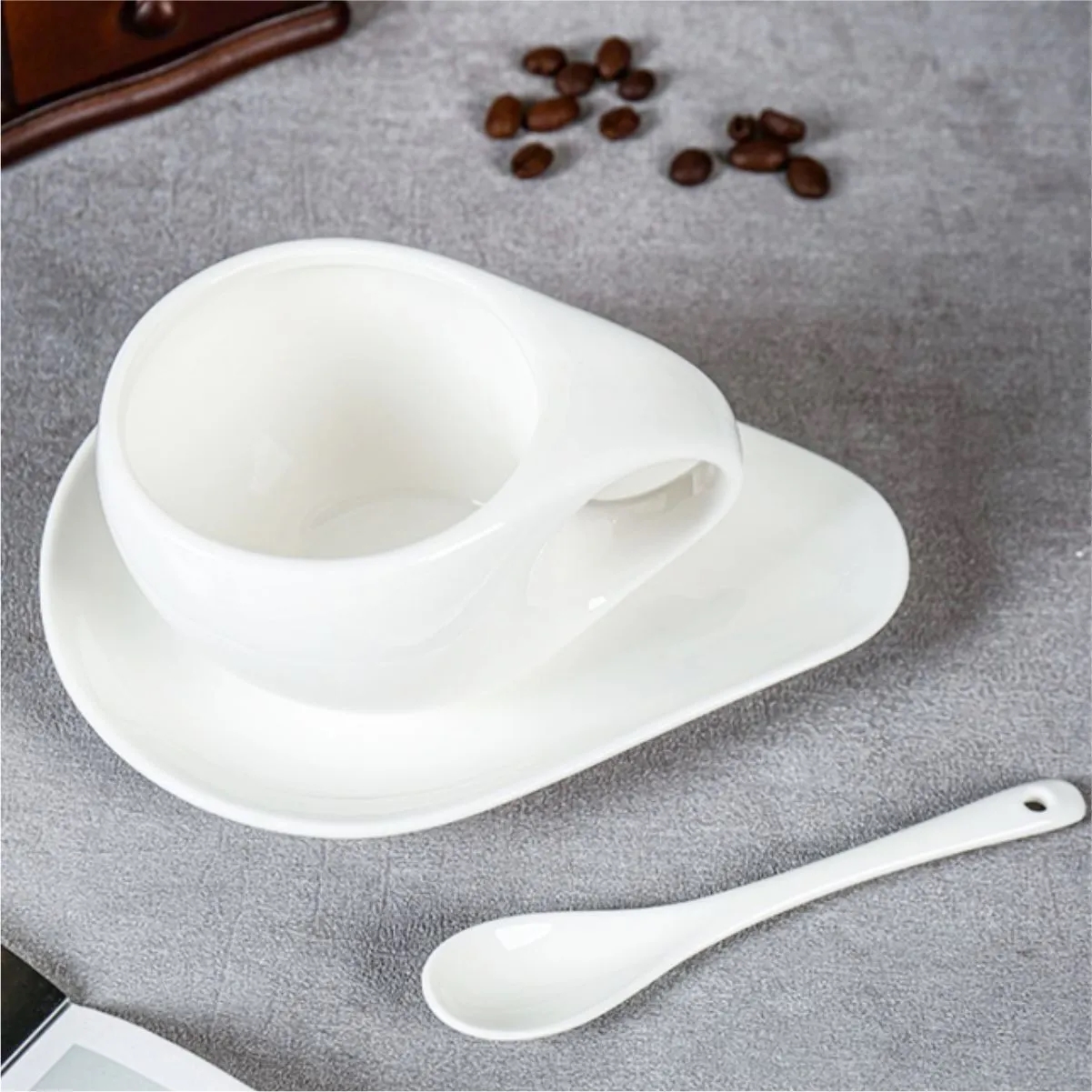 6.8 Oz. Ceramic Coffee Cup With Thumb-Hole Handle 3