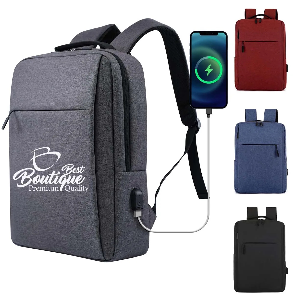 Function Water Resistant USB Charging Port Laptop Backpack 2