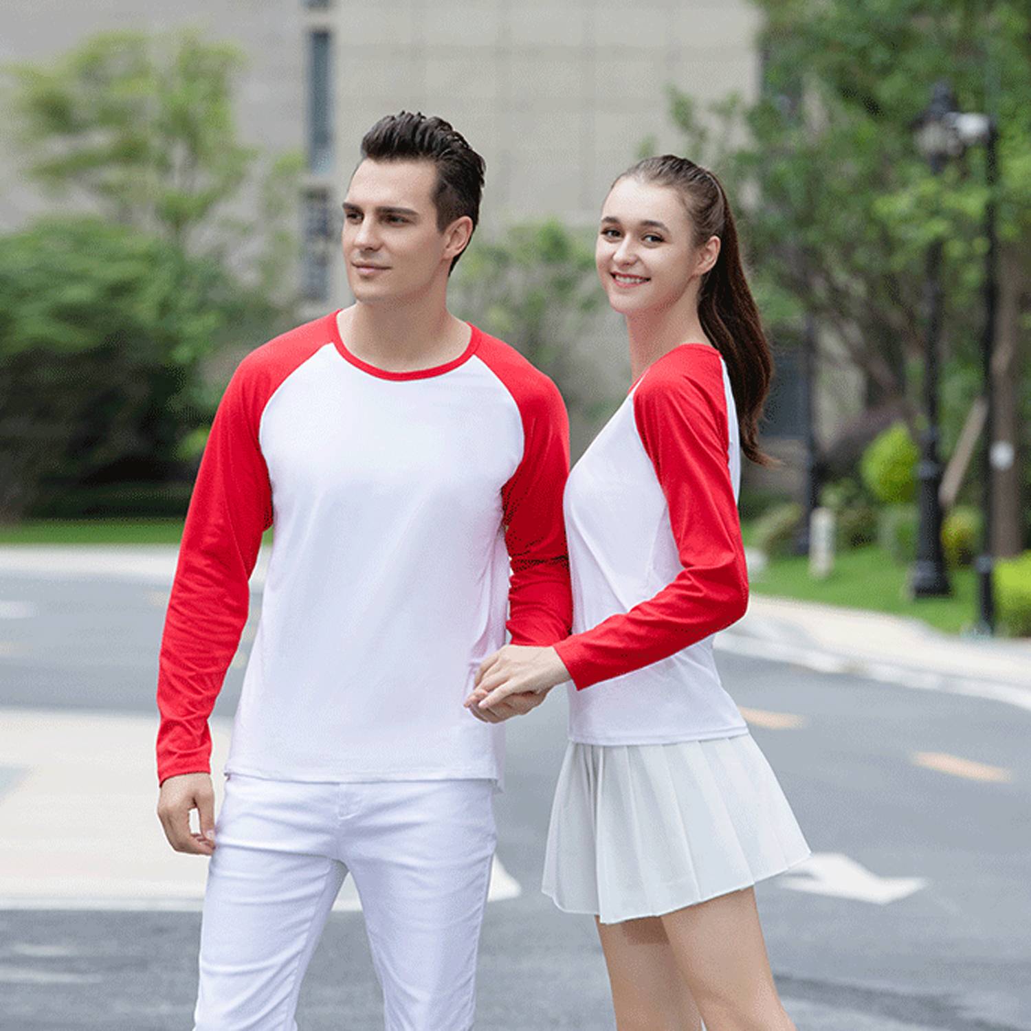 Modal Long Sleeve Colorblock Crew Neck Shirt 4
