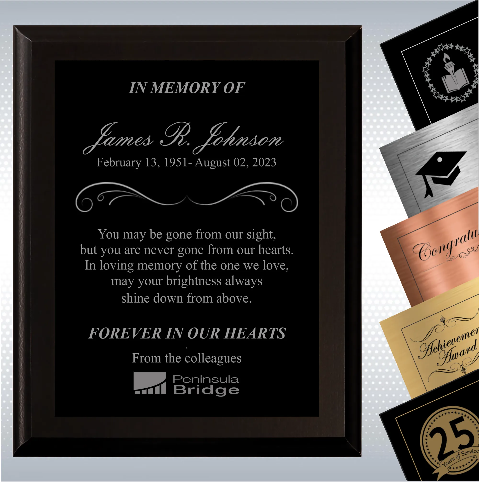 Black Matte Personalized Memorial Plaque Gift 3