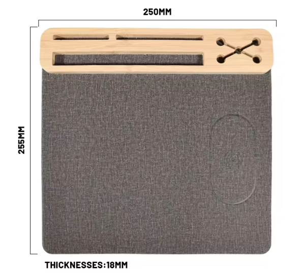 Pu Mouse Pad With Wireless Charging Pen Holder 3