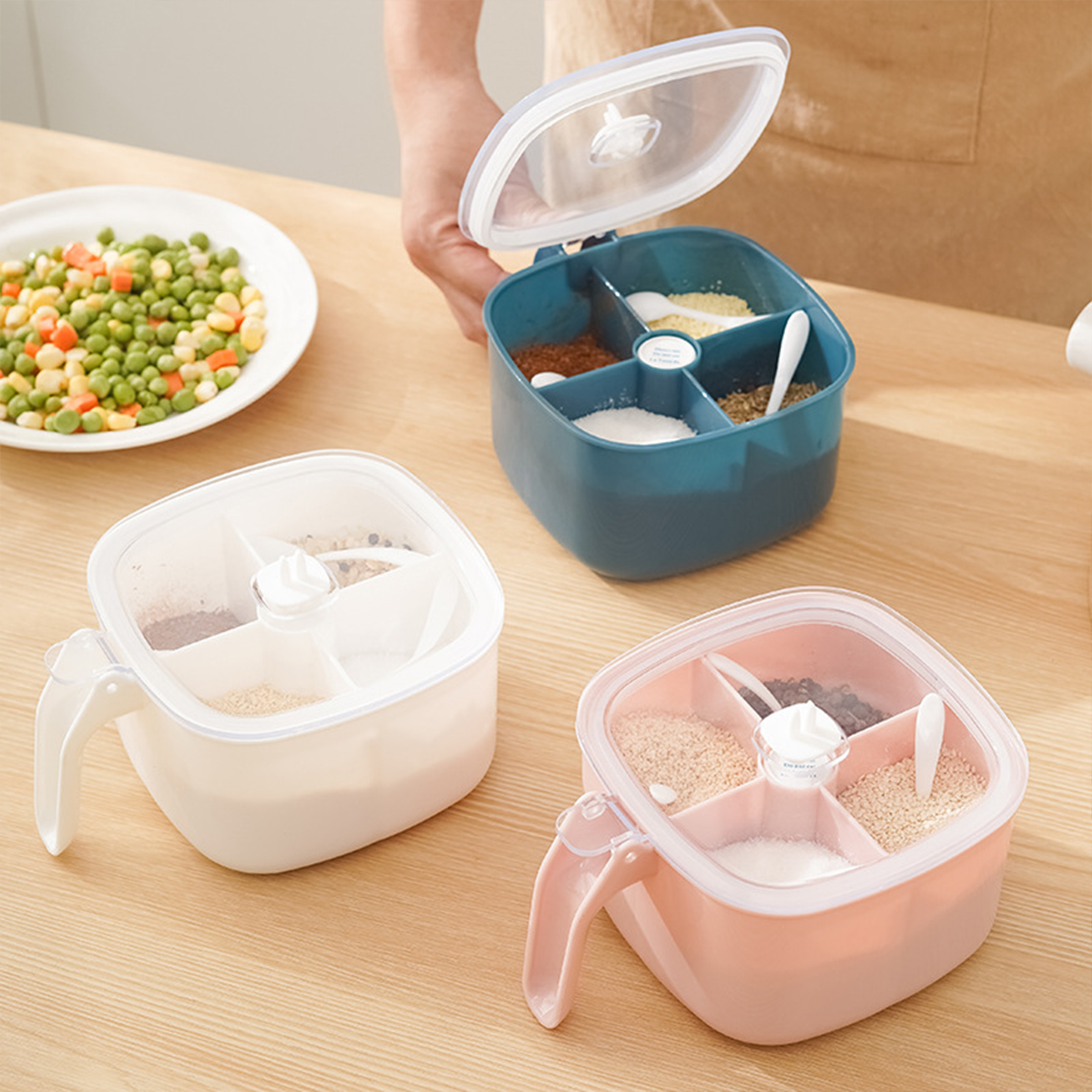 Plastic Kitchen Seasoning Storage Box With Lid 7