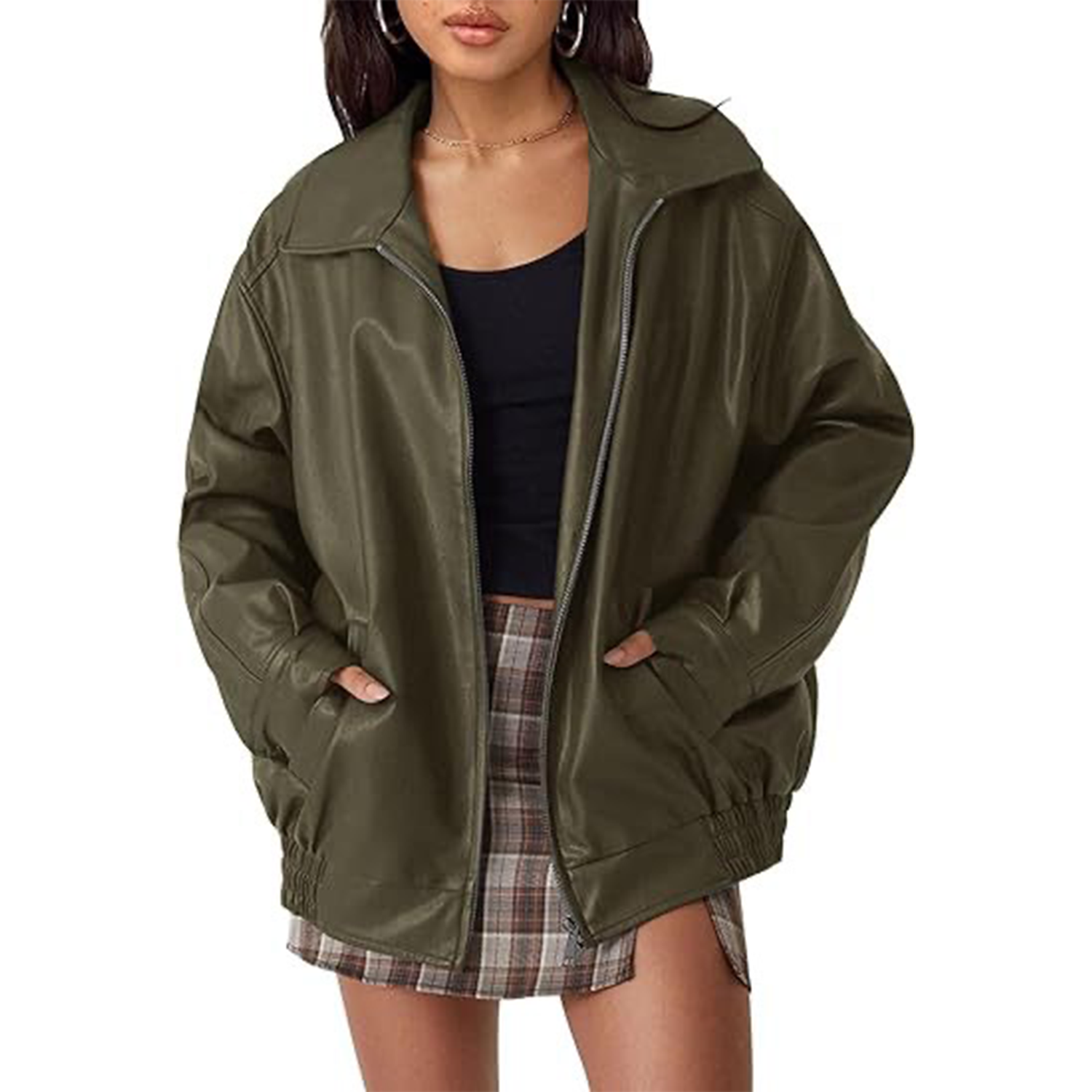 PU Leather Jackets Oversized Faux Motorcycle Plus Size 2
