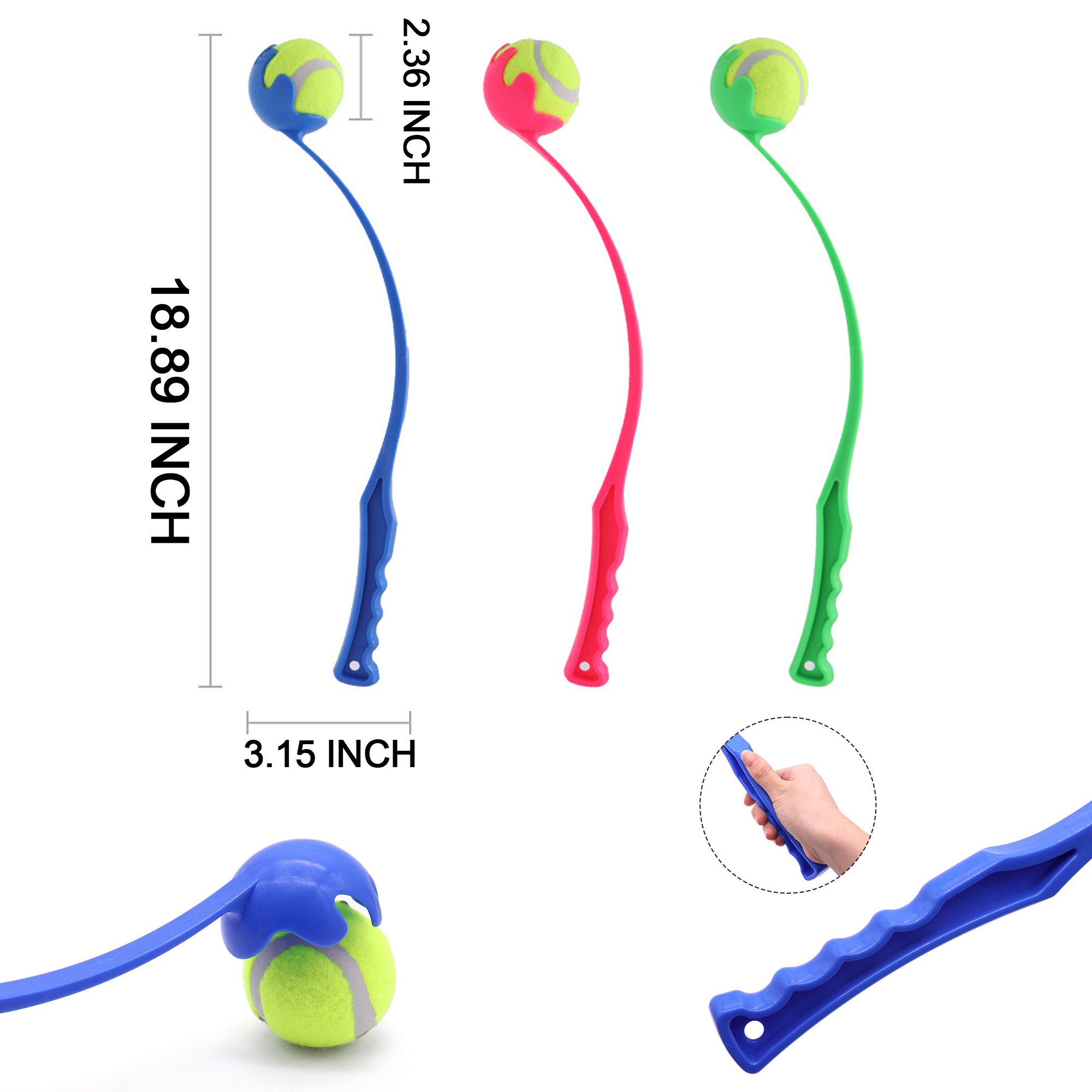 Tennis Ball Thrower Pet Toy With Ergonomic Handle 2
