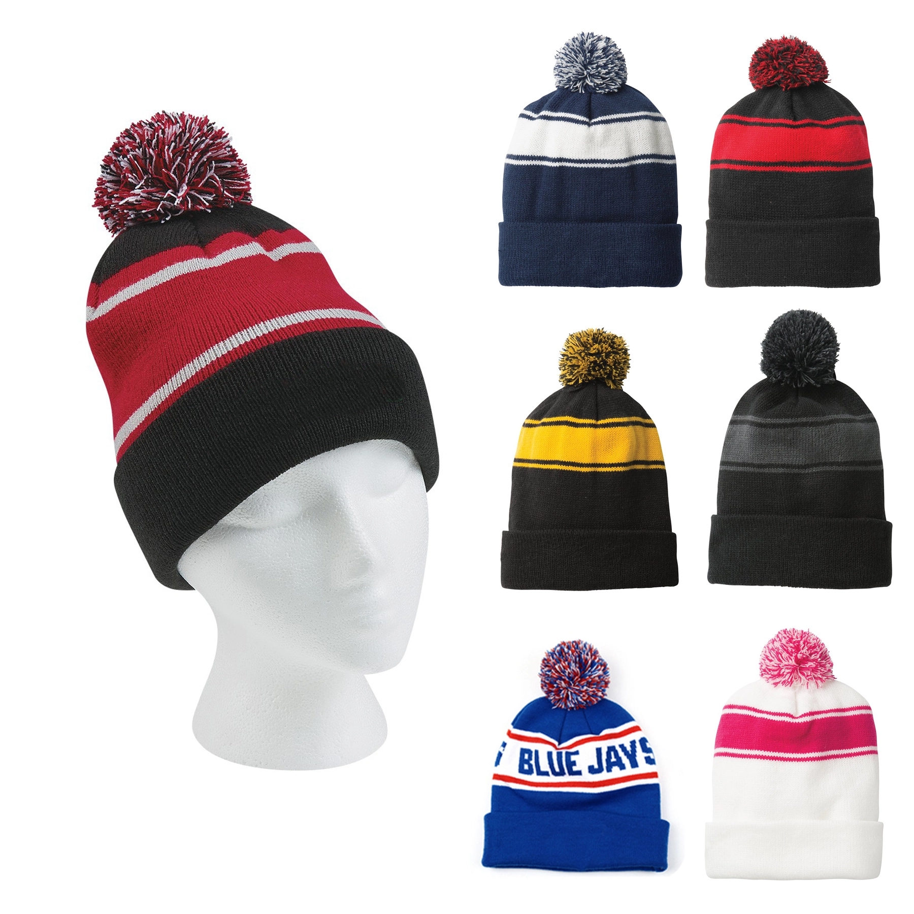 Acrylic Winter Pom Beanie Hat