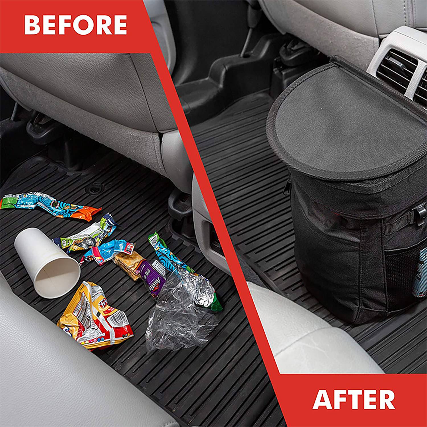 Waterproof Hanging Car Trash Can W/ Leakproof Lid & Liner 7