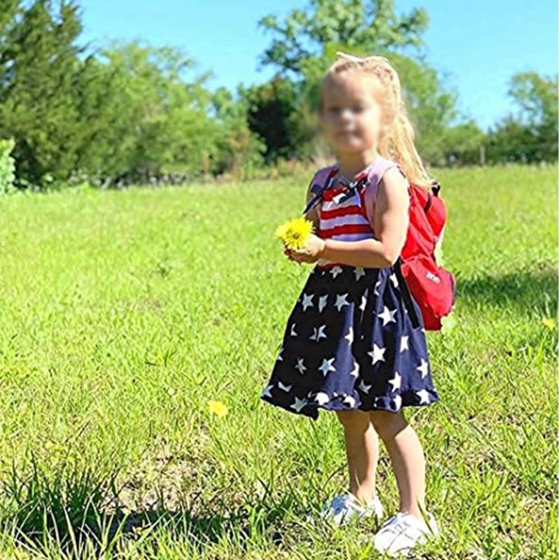 Stars And Stripes Bow-Knot Dress For Girls 2