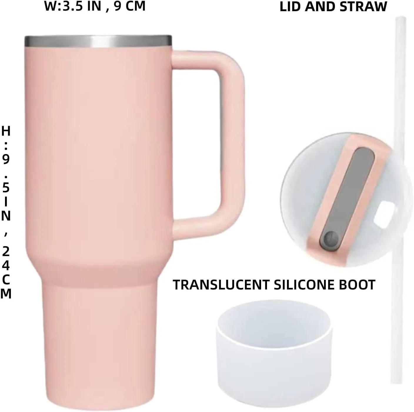 30oz Insulated tumbler with Handle and Straw Lid 1