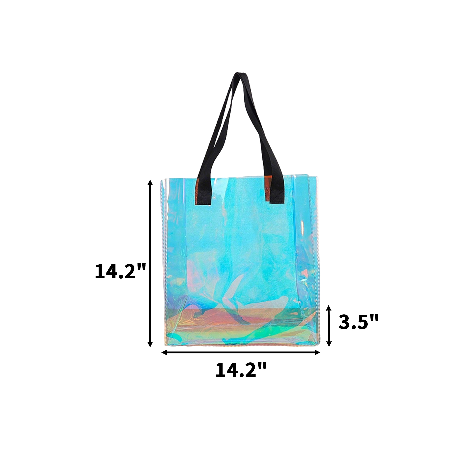 Transparent PVC Iridescent Gift Tote 14.2" x 14.2" x 3.5" 3