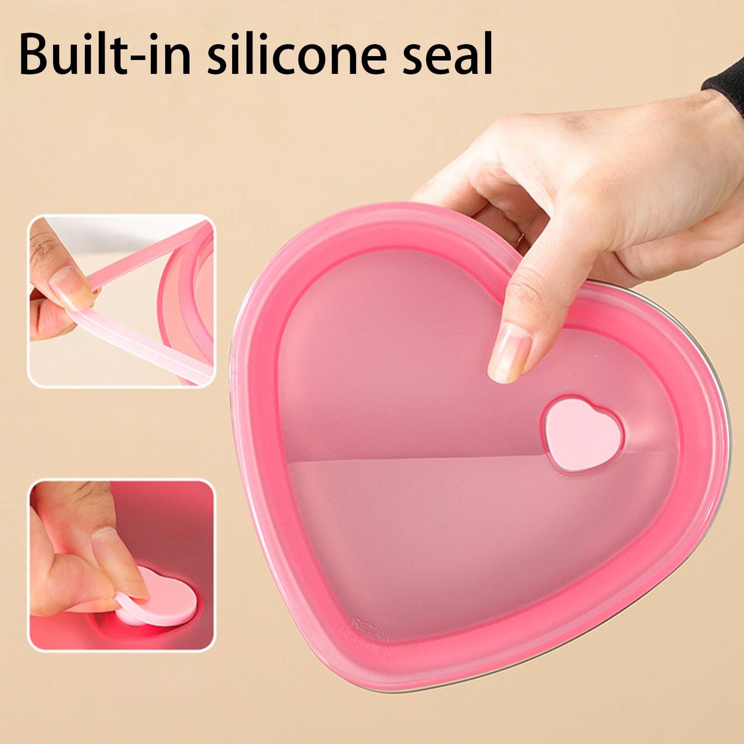 30oz Stainless Steel Heart Cake Containe w/ Lid 5