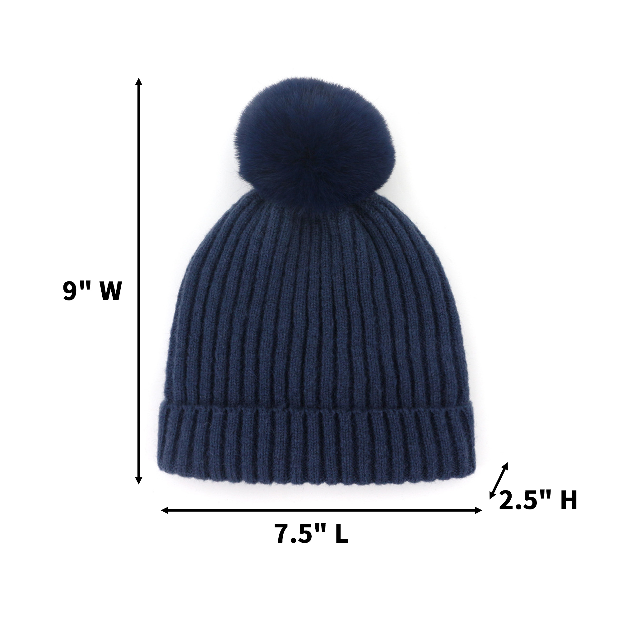 Acrylic Knit Beanie With Pom For Children High Top Style 3