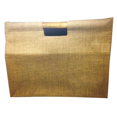 All purpose natural jute carry-all bag with cane handles 1