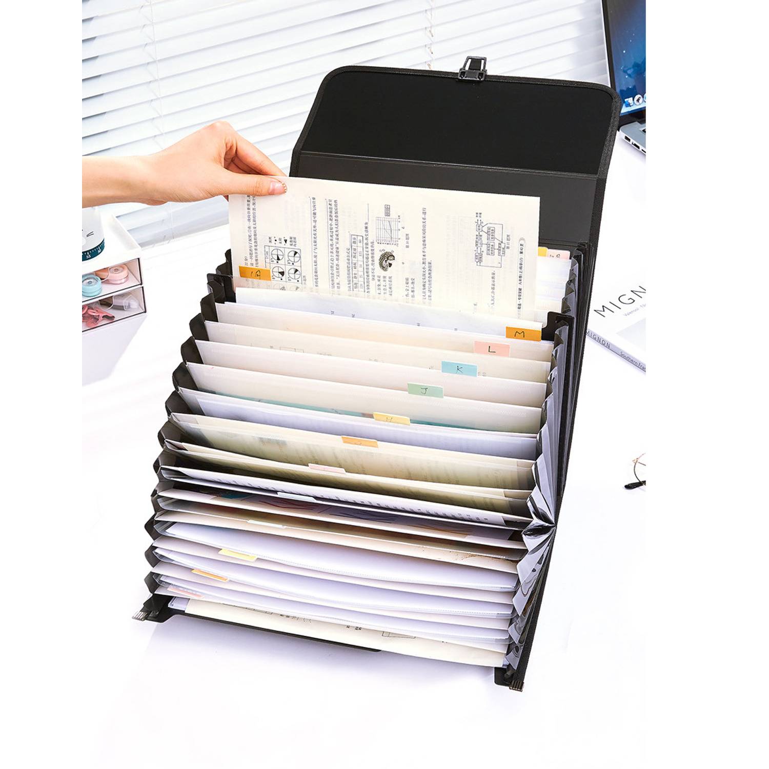 26 Compartment Portable File Folder Storage Bag 5