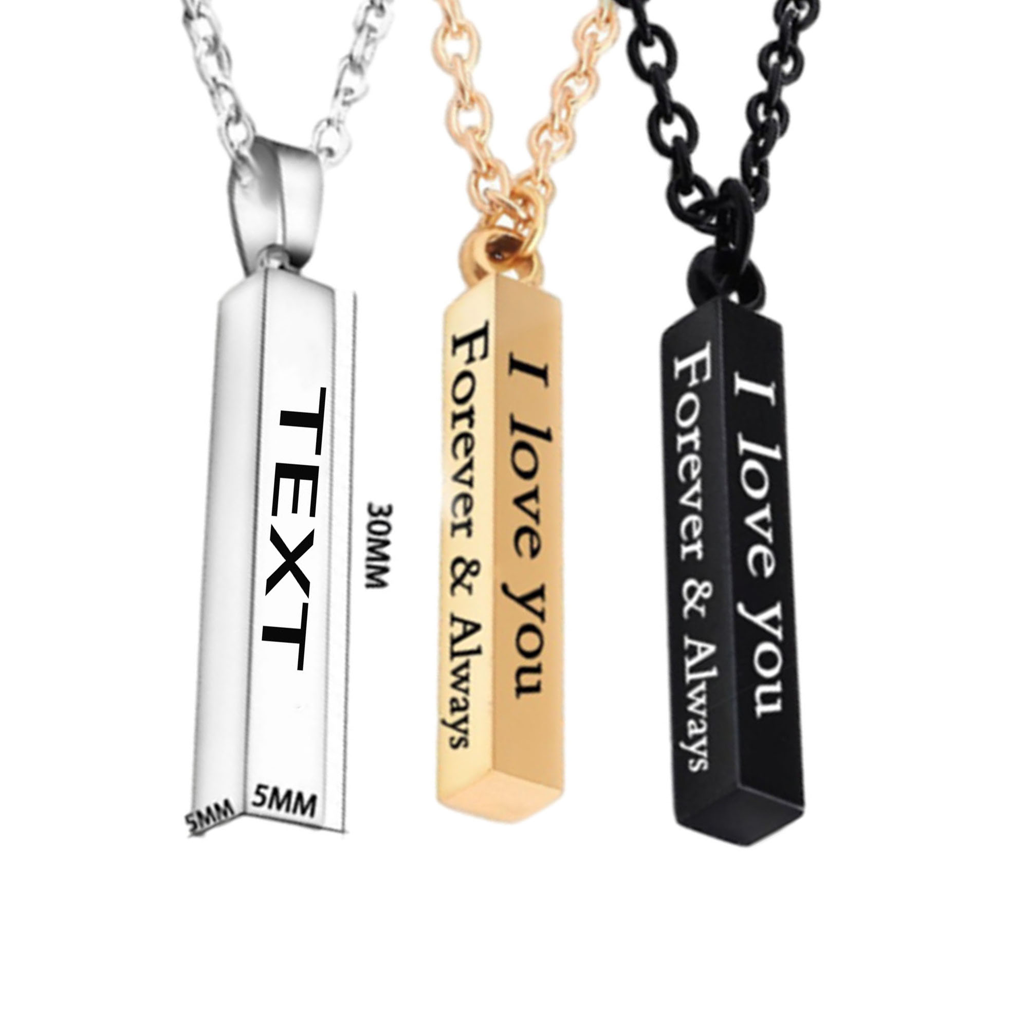 Laser Engraved Minimalist Stainless Steel Necklace 3