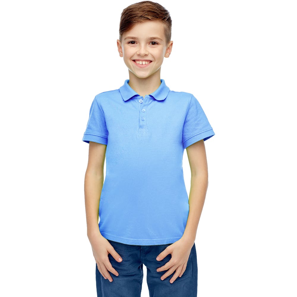 Boys' Uniform Polo Shirts - Light Blue Short Sleeve Size 10 2