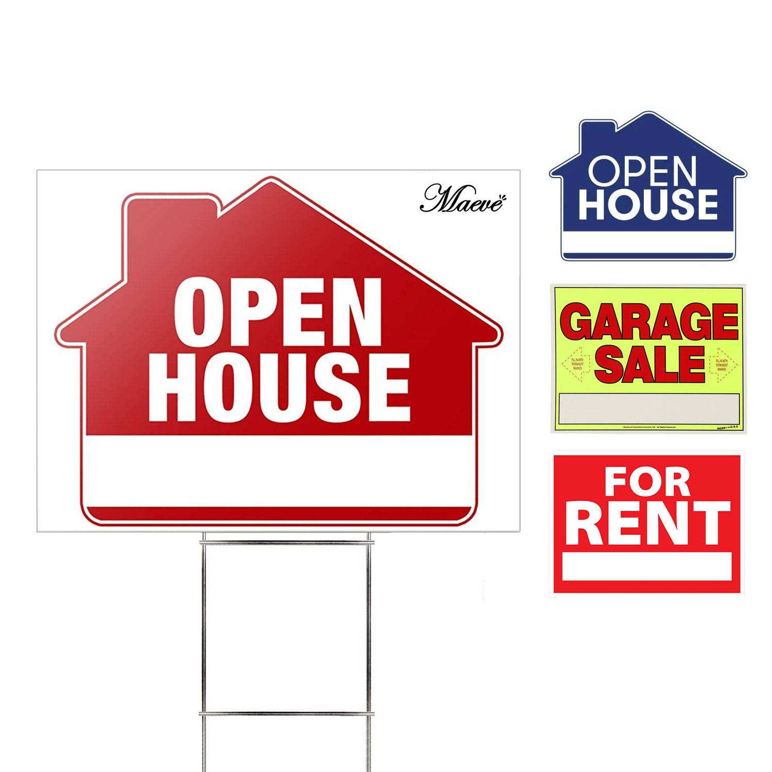 5 Pack Premium Large Open House Signs with Metal Stakes 9