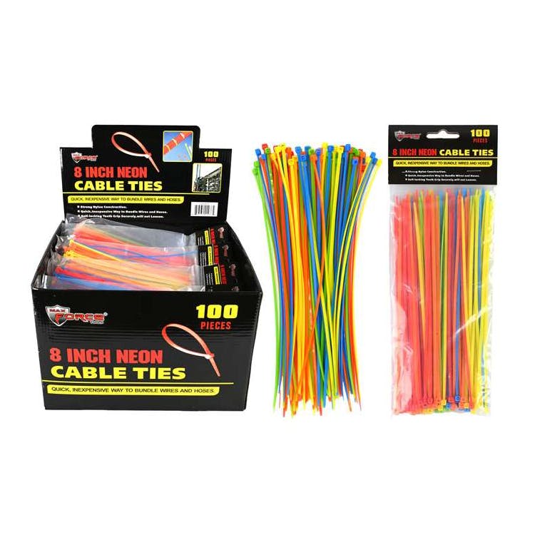 Neon Cable Ties 100 Count - 8" 2