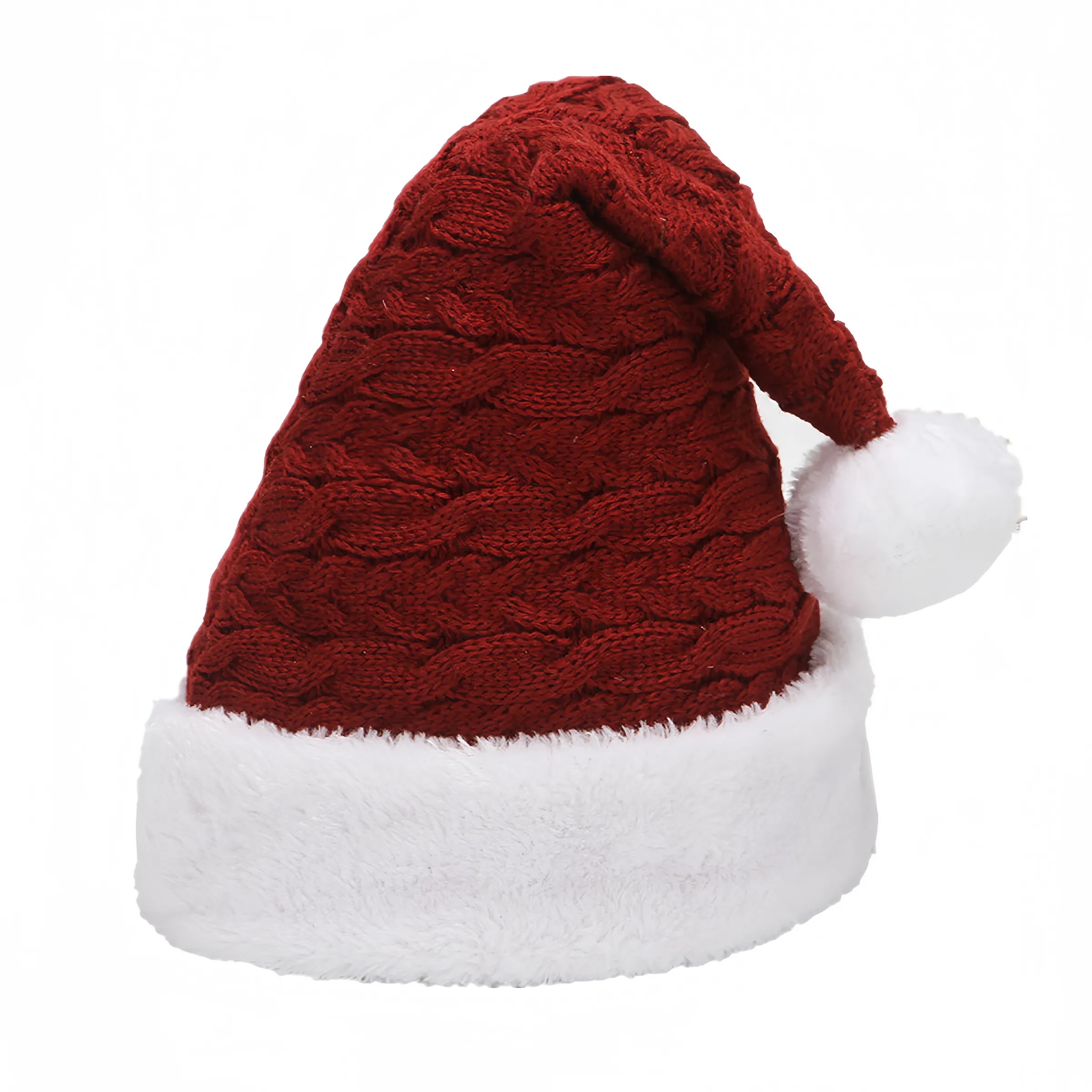 Fleece Knitted Wool Fried Dough Twists Christmas Hat 2