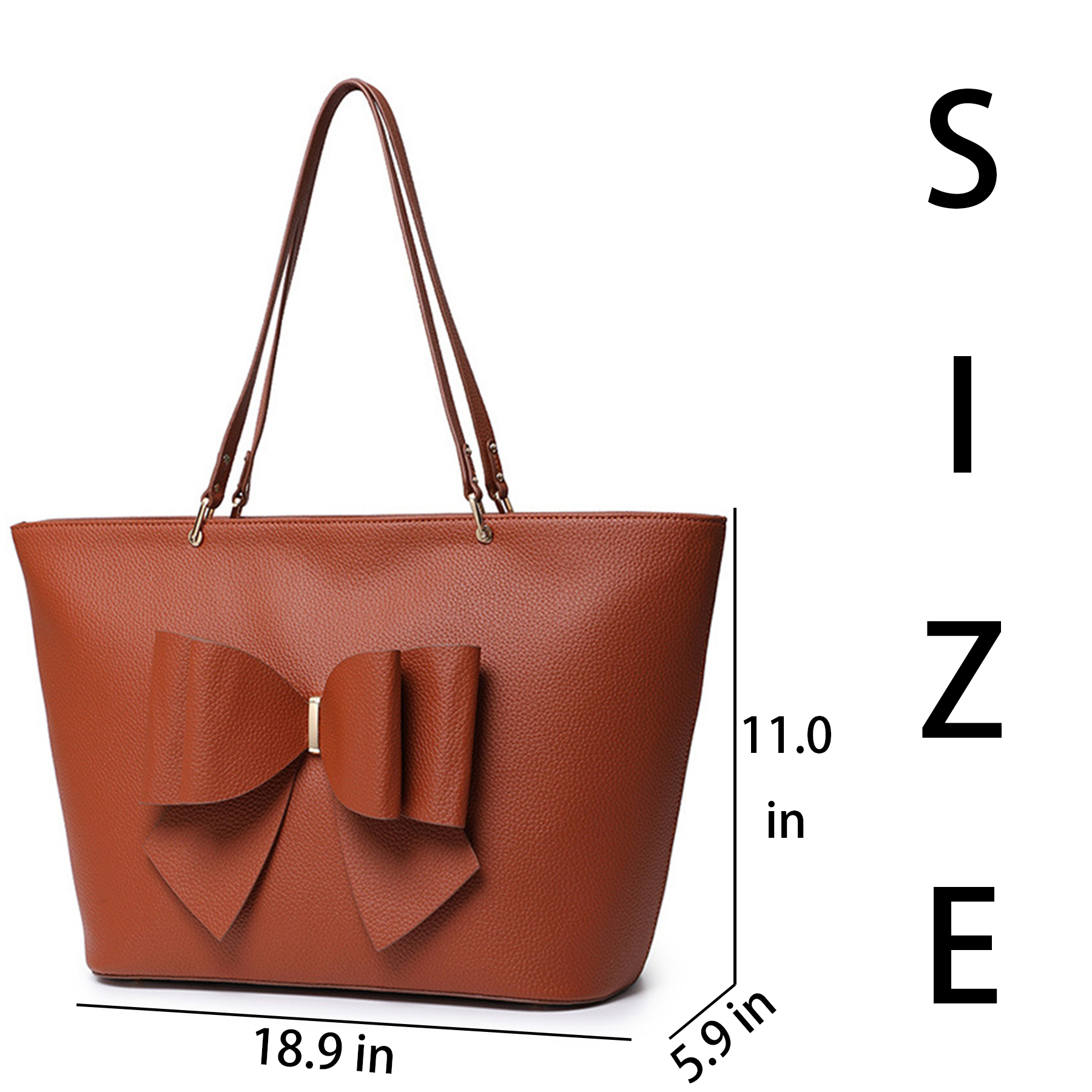 PU Large capacity bow tote bag, custom tote bag with logo imprint 3