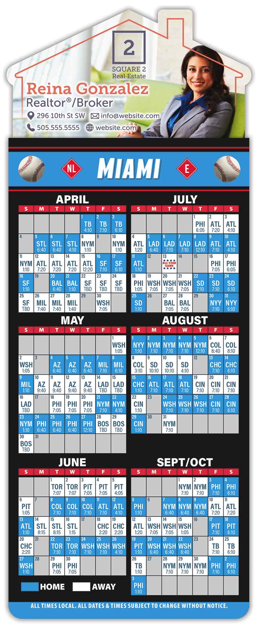 Magna-Card House Shape Magnet - Baseball Schedules (3.5 x 9) 1