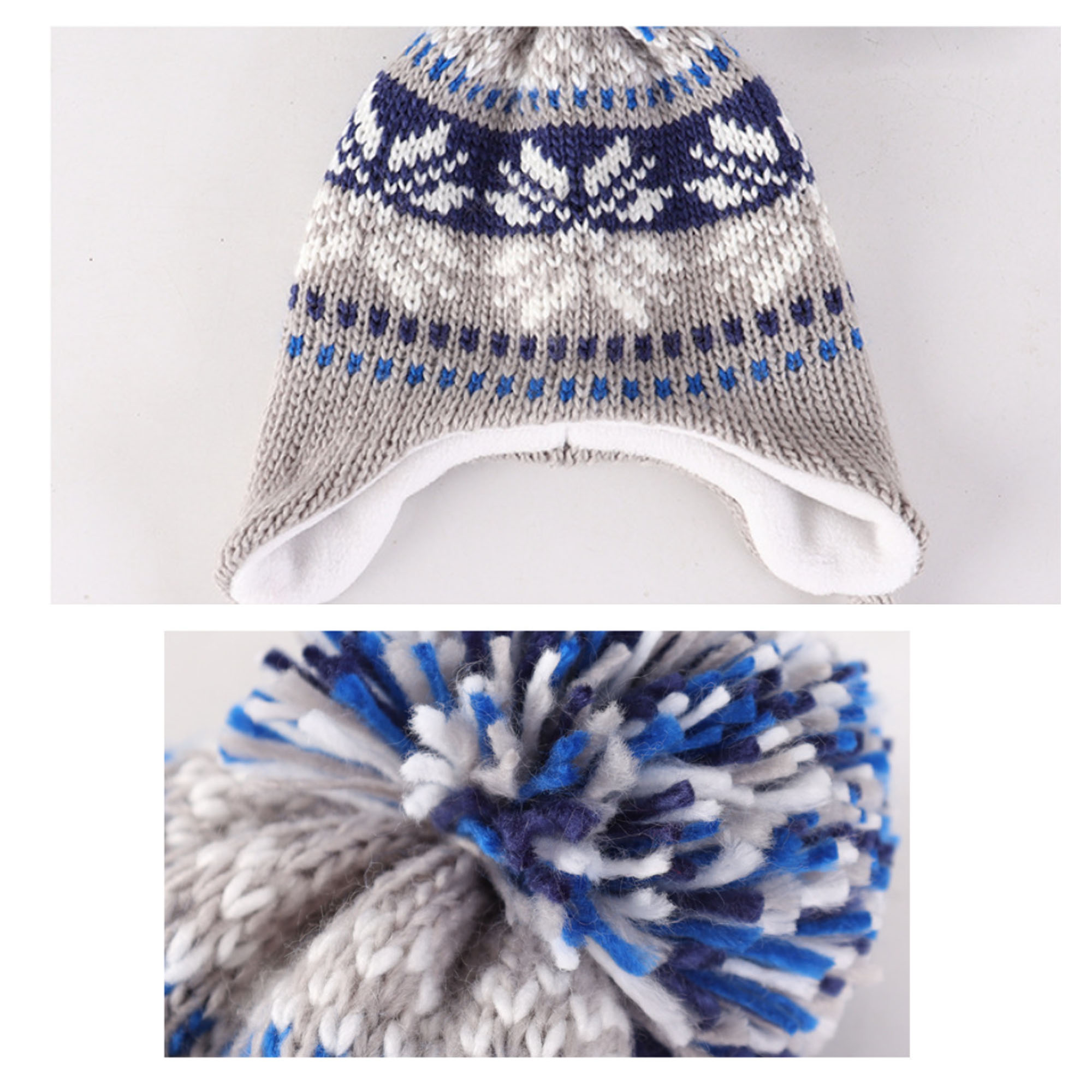 Acrylic Youthful And Fun Winter Knit Hat With Pom-Pom And Ear Flaps 3
