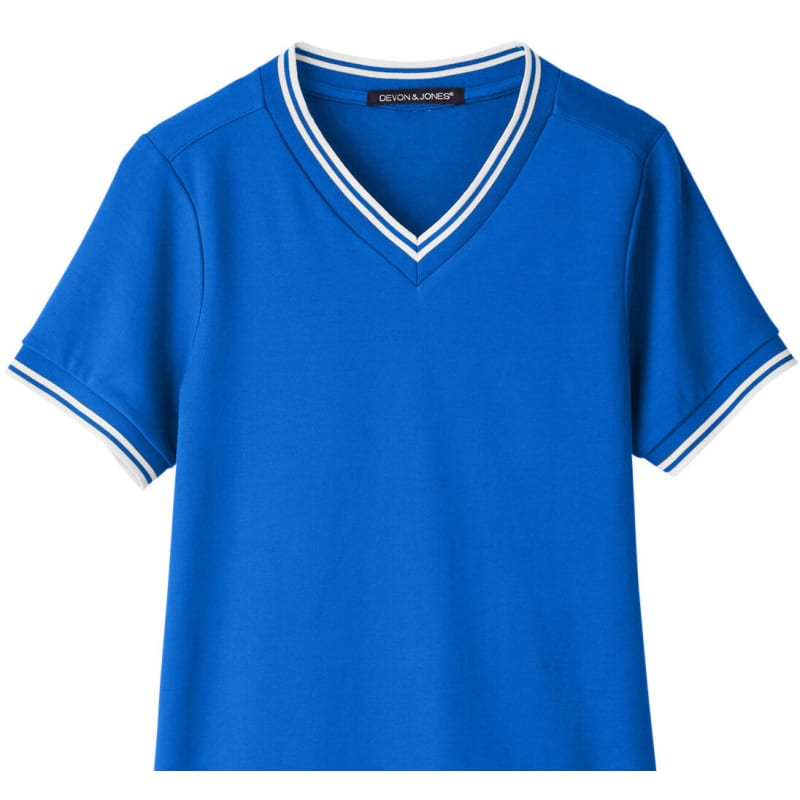 Devon & Jones Ladies' CrownLux Performance™ Plaited Tipped V-Neck Polo 22