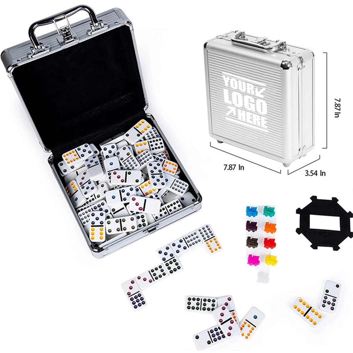 Aluminum Case Mexican Train Dominoes Set 2