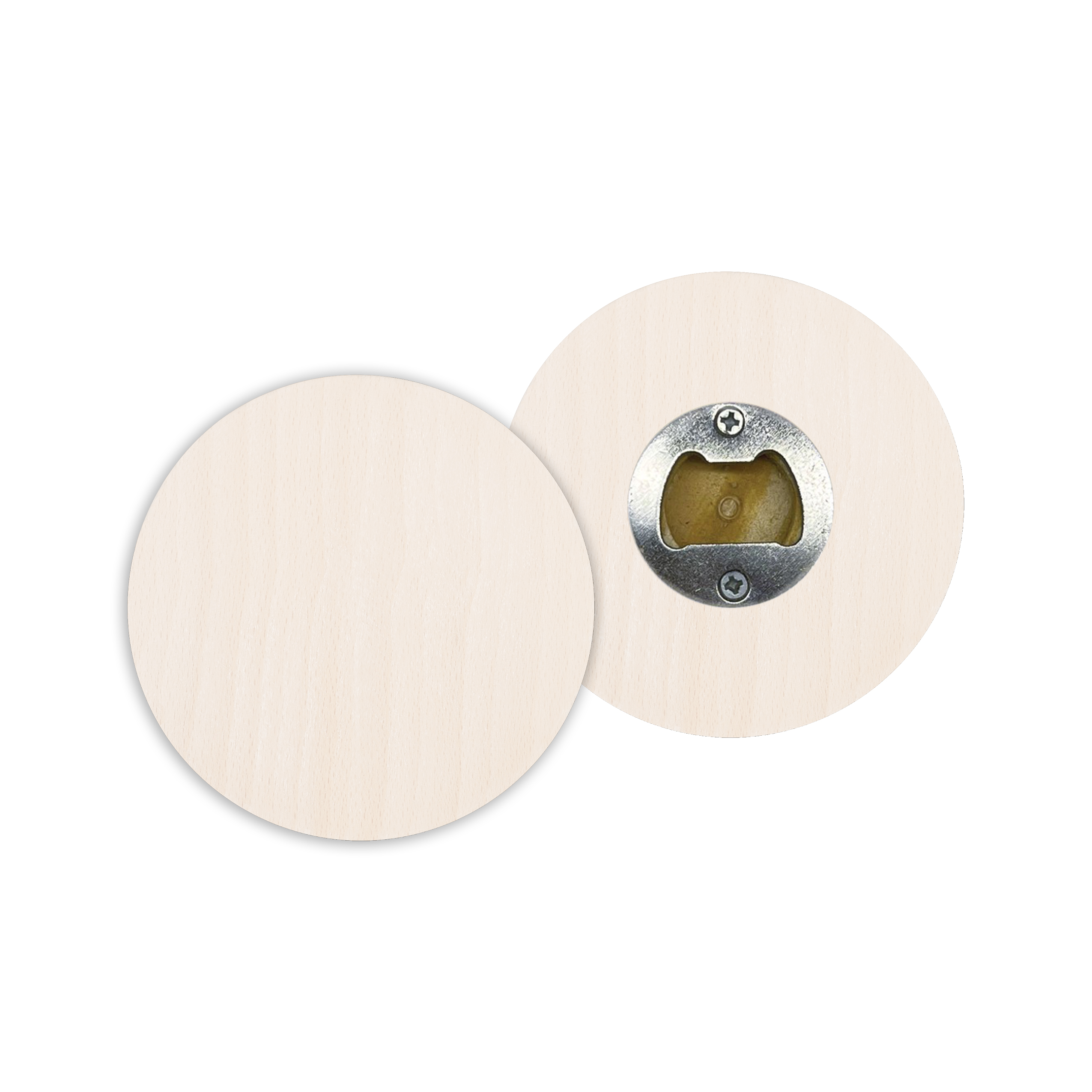 Pop-a-Top Wood Coasters with Bottle Opener Back (3.75") Round 2
