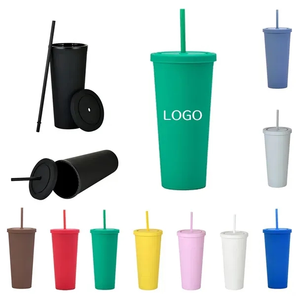 24oz Insulated Tumbler - Double Wall with Lid & Straw 8