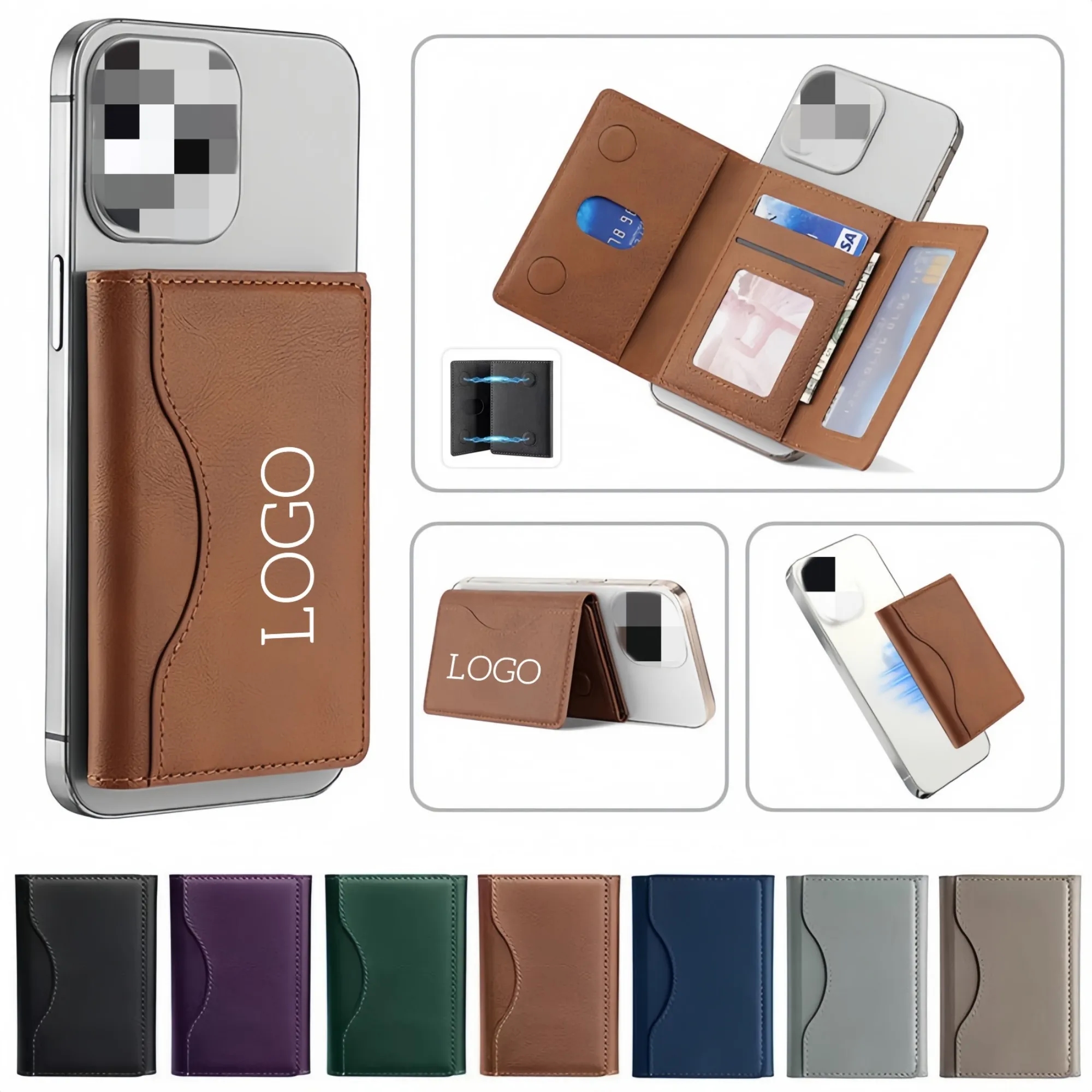 Triple Fold Magnetic Leather Card Holder 10