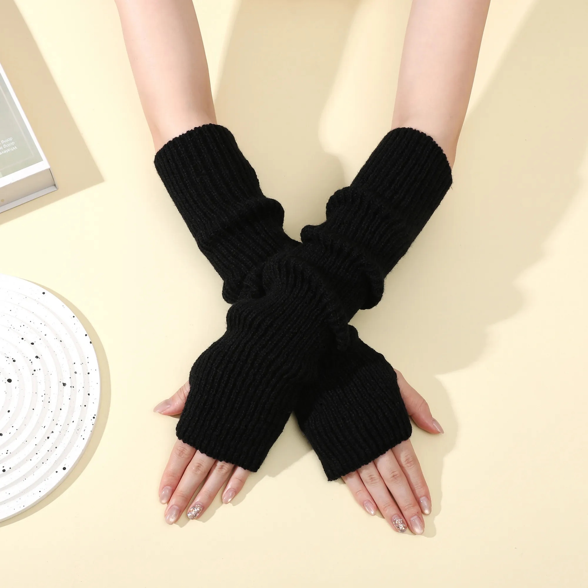 Long Fingerless Knit Winter Arm Warmers 21
