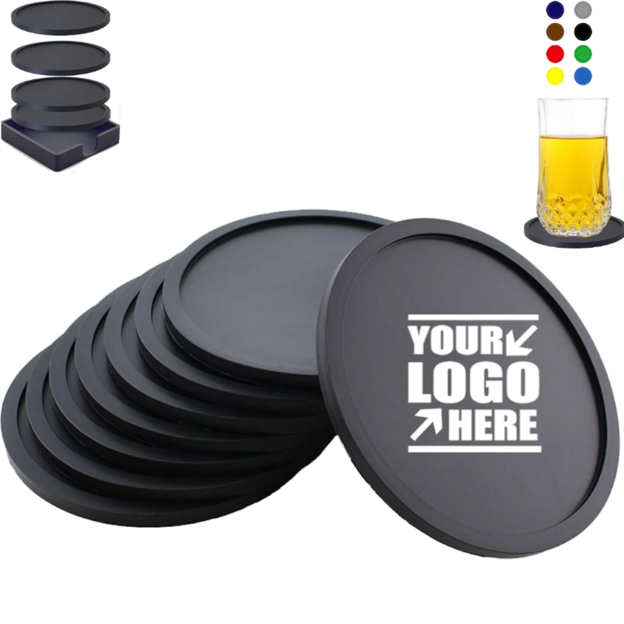 Silicone Coaster Set of 4 with Holder 2
